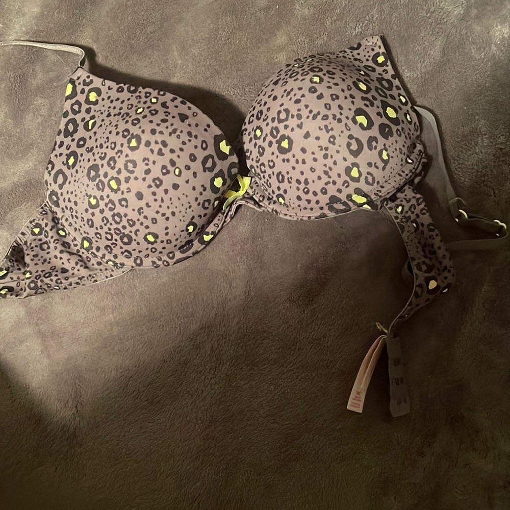 Gray Cheetah Print Bra
